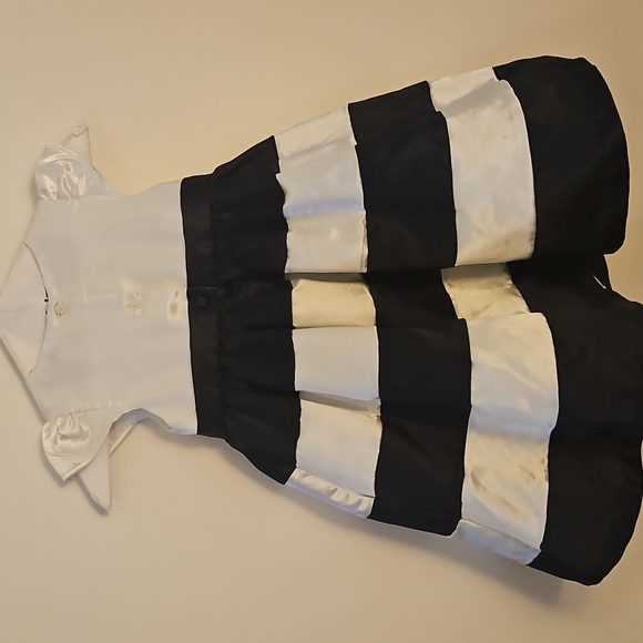 GYMBOREE Black and White Striped Satin Bow Formal Dress - Picture 7 of 10